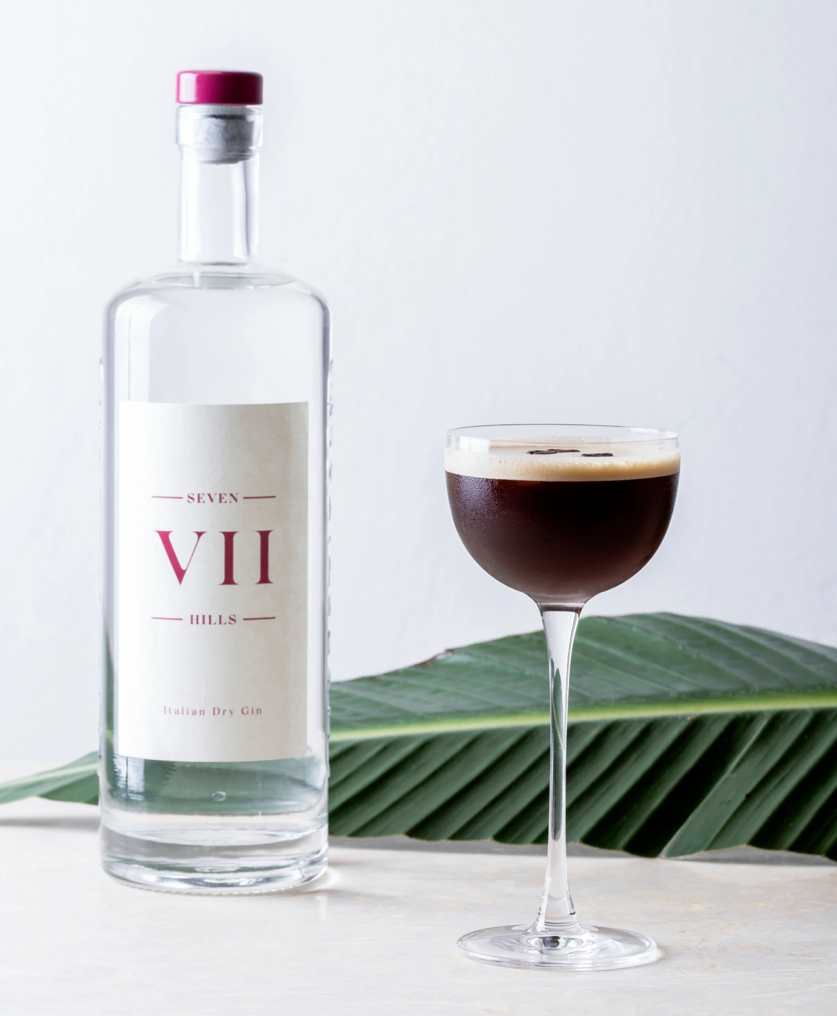 A VII Hills Gin bottle beside an Espresso Martini